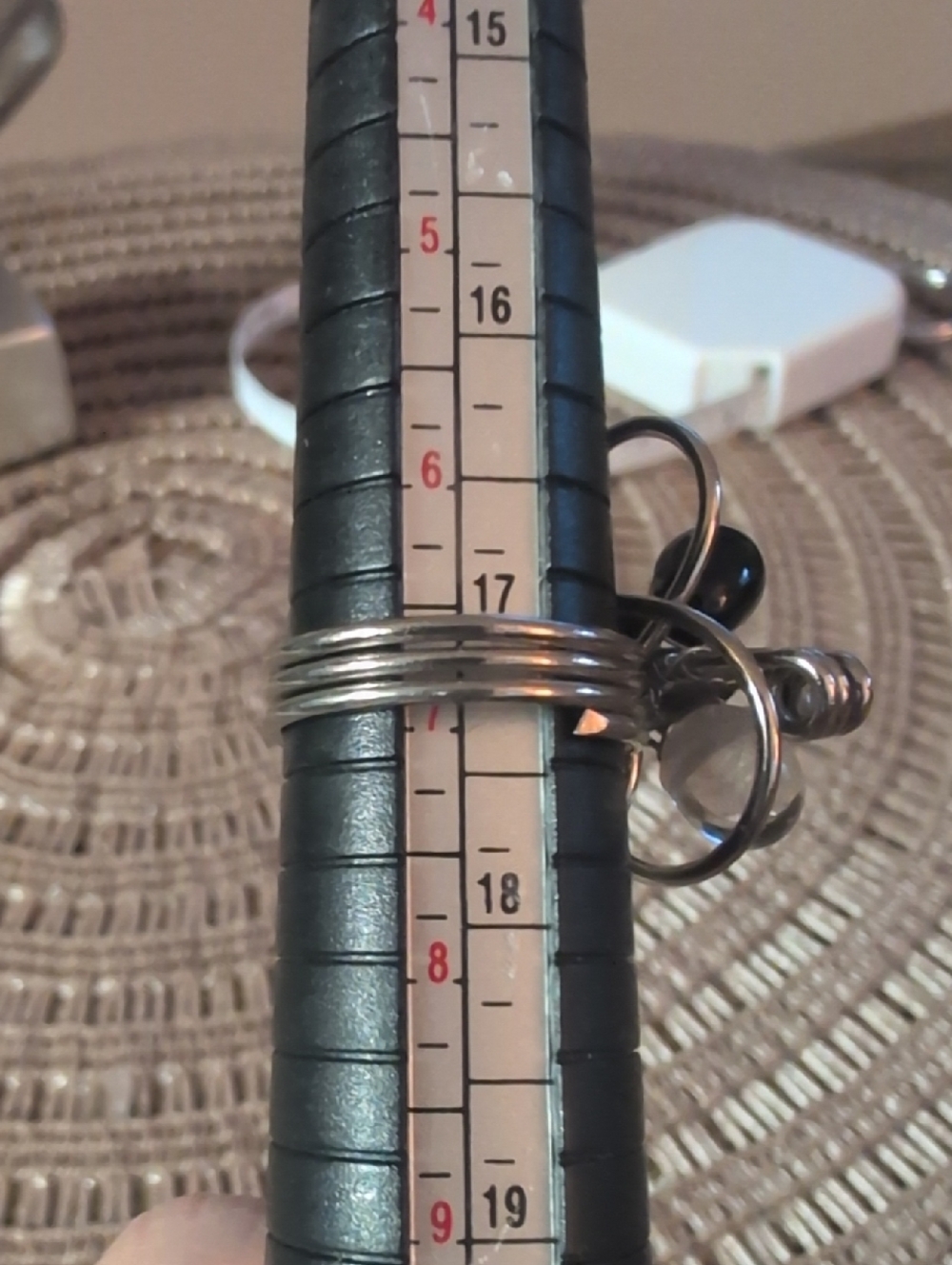Wire Wrapped Black and Silver Statement Cocktail Ring - Picture 2 of 4